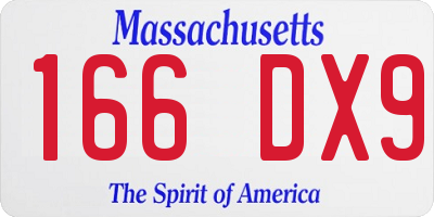 MA license plate 166DX9