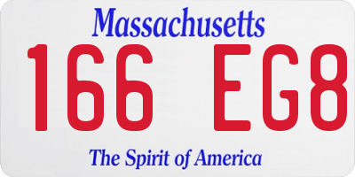 MA license plate 166EG8
