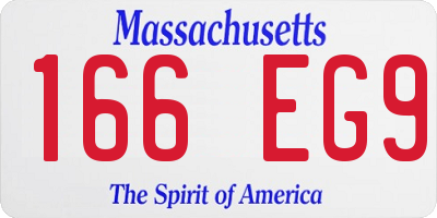 MA license plate 166EG9