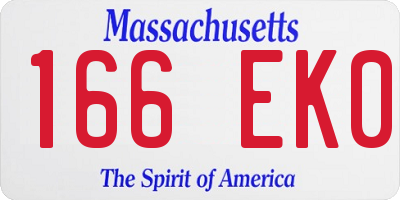 MA license plate 166EK0