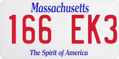 MA license plate 166EK3