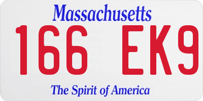 MA license plate 166EK9