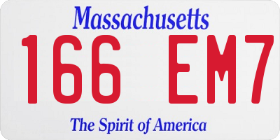 MA license plate 166EM7