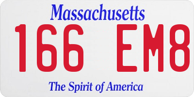 MA license plate 166EM8