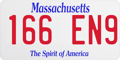 MA license plate 166EN9