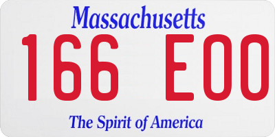 MA license plate 166EO0