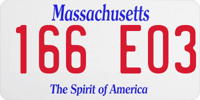 MA license plate 166EO3