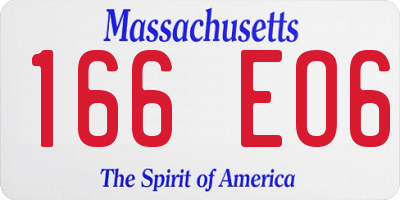 MA license plate 166EO6
