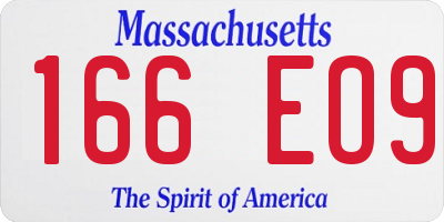 MA license plate 166EO9