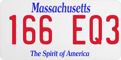 MA license plate 166EQ3