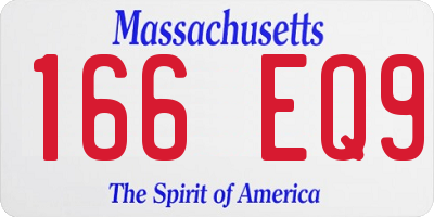 MA license plate 166EQ9