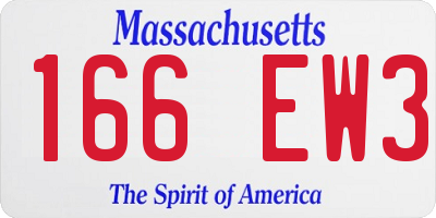 MA license plate 166EW3