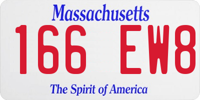 MA license plate 166EW8