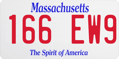 MA license plate 166EW9