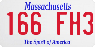 MA license plate 166FH3