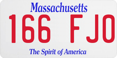 MA license plate 166FJ0