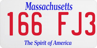 MA license plate 166FJ3