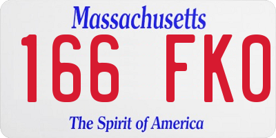 MA license plate 166FK0