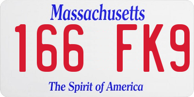 MA license plate 166FK9