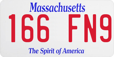 MA license plate 166FN9