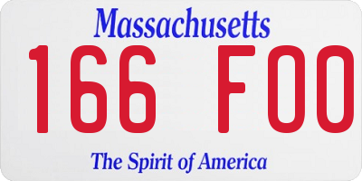 MA license plate 166FO0
