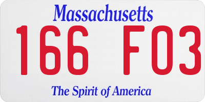 MA license plate 166FO3