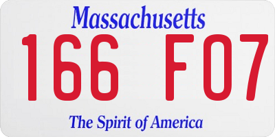 MA license plate 166FO7