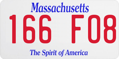 MA license plate 166FO8