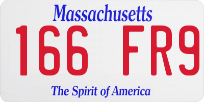 MA license plate 166FR9
