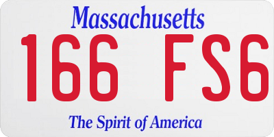 MA license plate 166FS6
