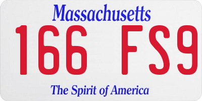 MA license plate 166FS9
