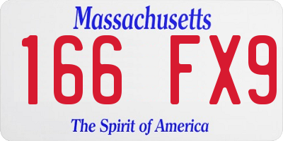 MA license plate 166FX9