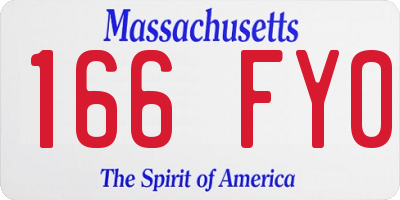 MA license plate 166FY0