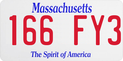 MA license plate 166FY3