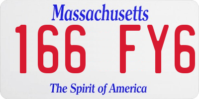 MA license plate 166FY6