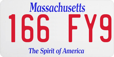 MA license plate 166FY9