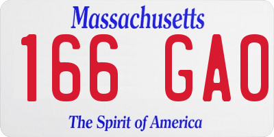 MA license plate 166GA0