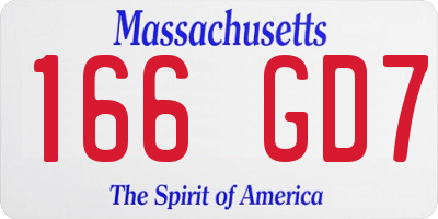 MA license plate 166GD7