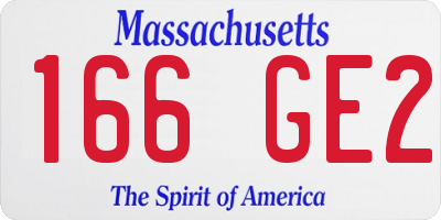 MA license plate 166GE2