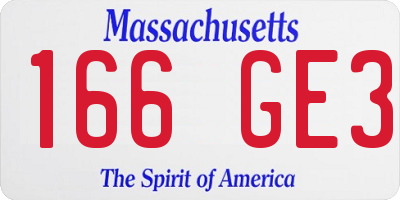MA license plate 166GE3