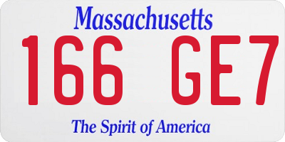 MA license plate 166GE7
