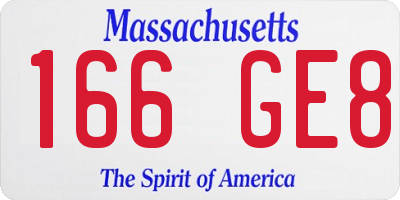 MA license plate 166GE8
