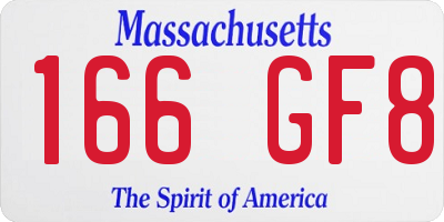 MA license plate 166GF8
