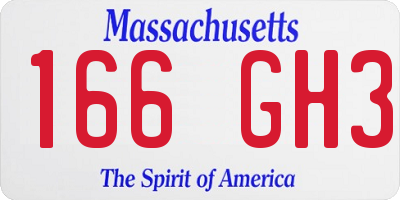 MA license plate 166GH3
