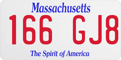 MA license plate 166GJ8