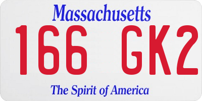 MA license plate 166GK2