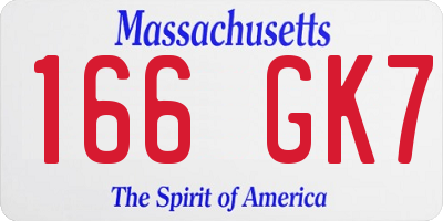 MA license plate 166GK7