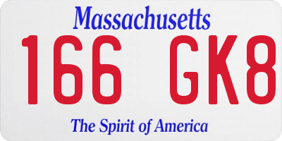 MA license plate 166GK8