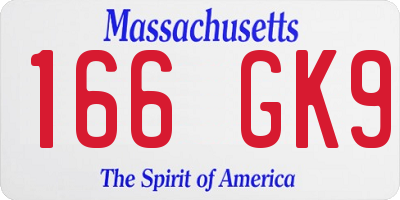 MA license plate 166GK9
