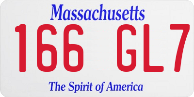 MA license plate 166GL7